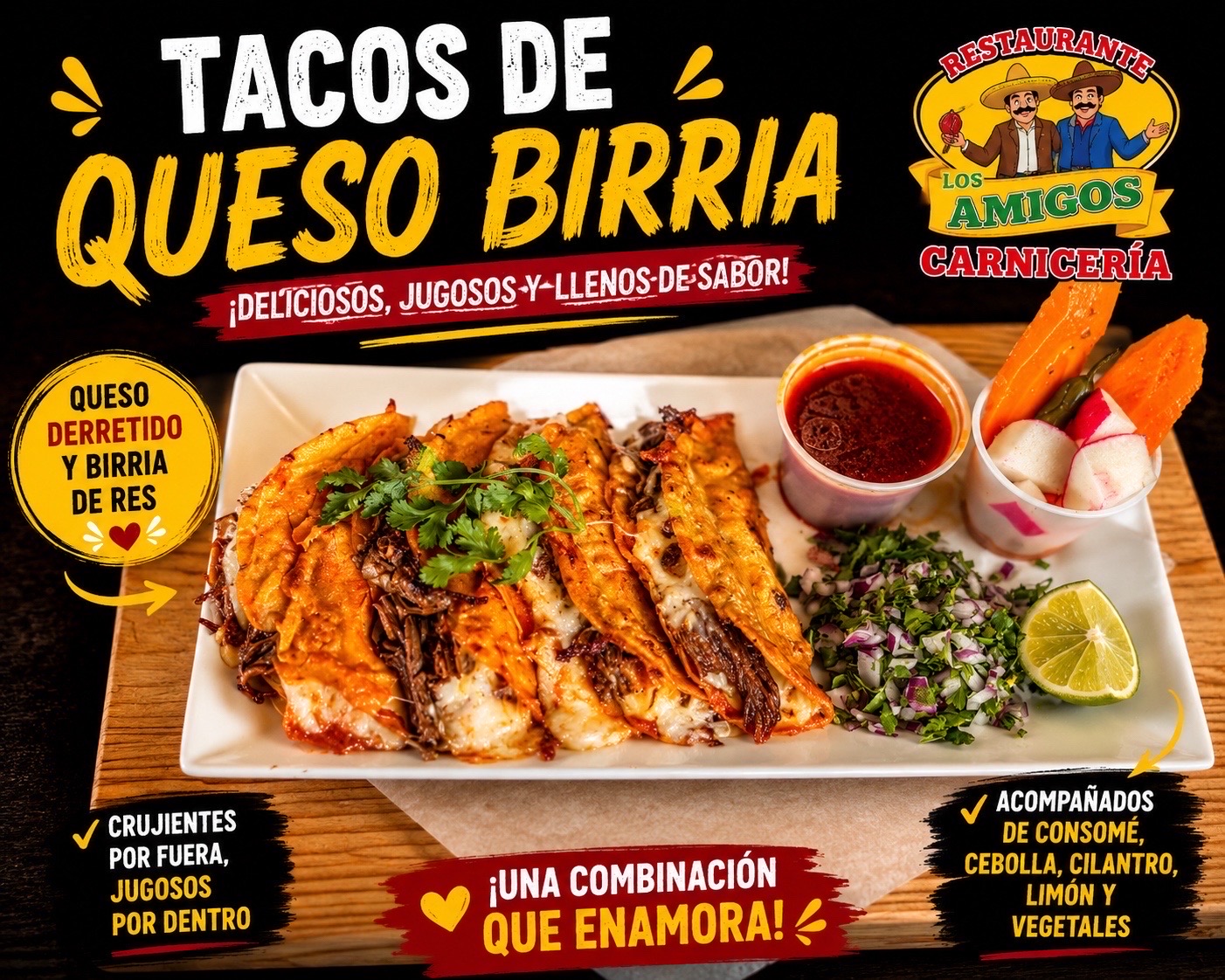 Birria tacos and consomé from Los Amigos in Tacoma
